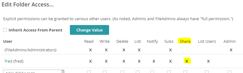 MOVEit Transfer folder sharing 