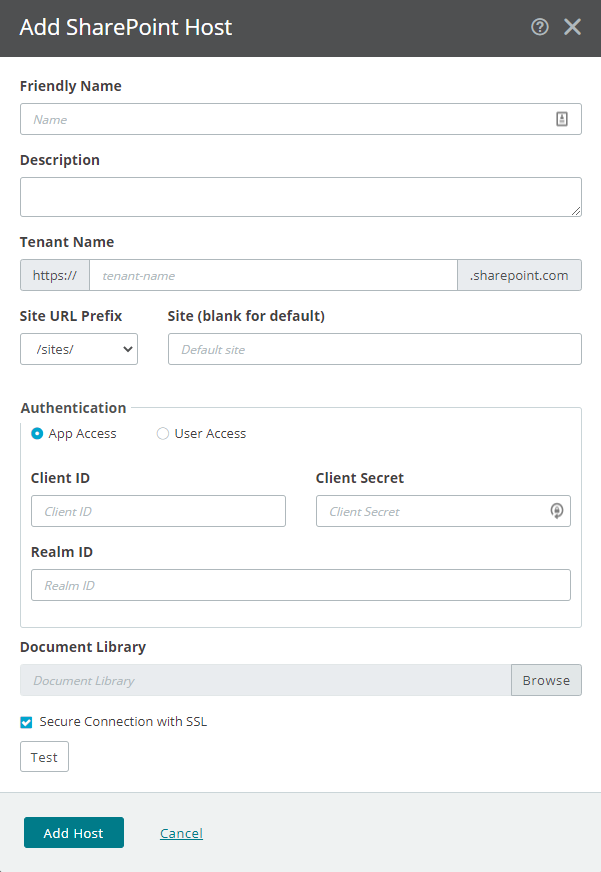 Add SharePoint Host