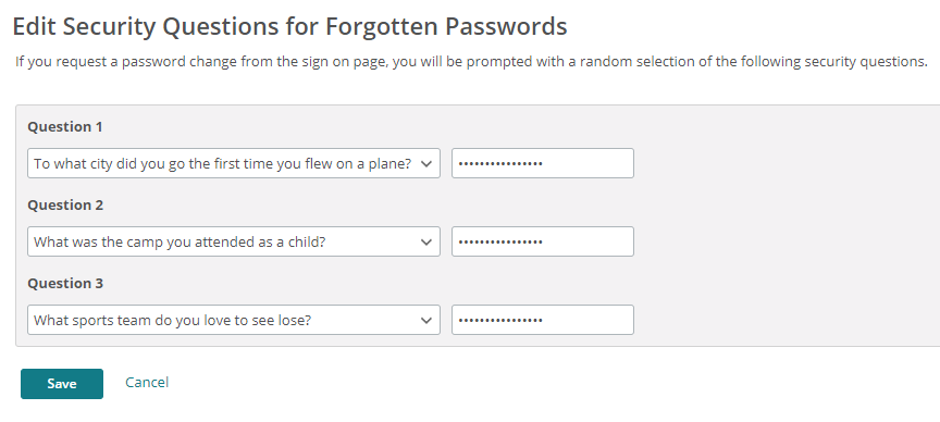 Security Questions