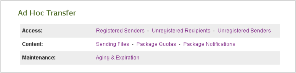 MOVEit Ad Hoc Module Settings