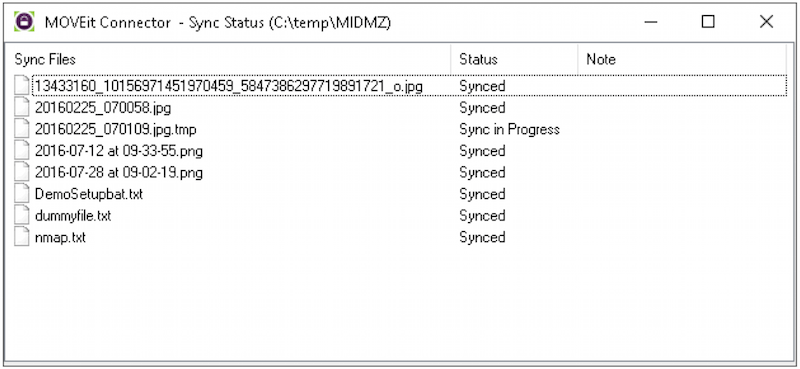 moveit connector sync status